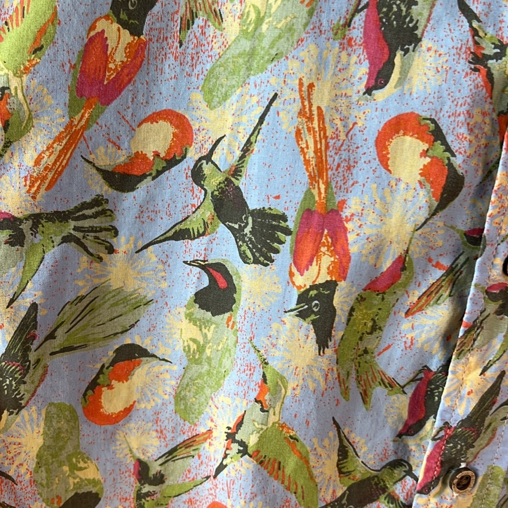 Tailor Vintage Multicolor Tropical Print Casual Button Down Shirt - Picture 5 of 9